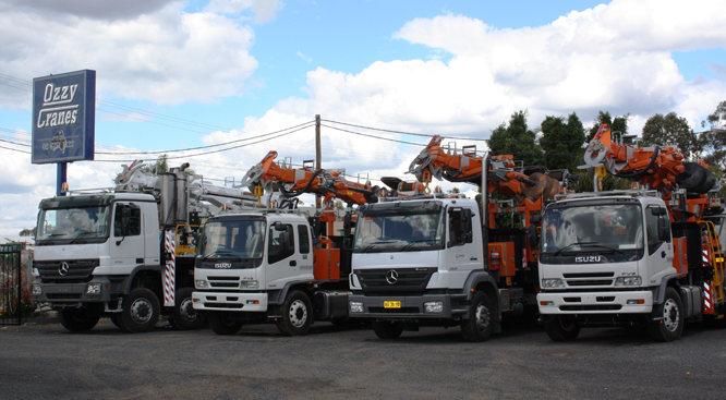 Ozzy Cranes's trucks at their factory
